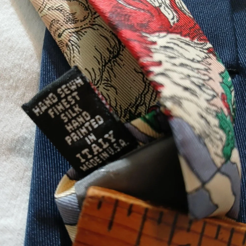 Vintage‎ Robert Talbott Tie Mens Blue Silk Santa Christmas I Magnin Novelty 90s